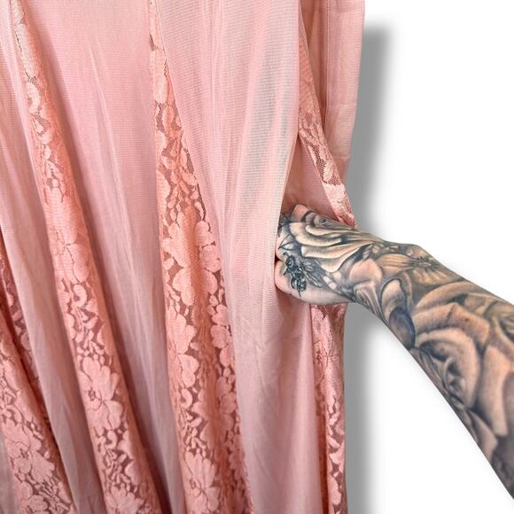 We Are HAH (Hot As Hell) Mama C Long Sleeve Copper Rose Sheer Lace Maxi Dress - Picture 6 of 11